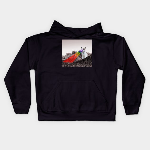 Space Cat is bored, watch out! Kids Hoodie by Colorful Space Cat